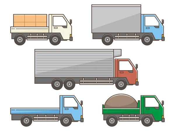 Set Van Truck Illustratie Witte Achtergrond — Stockvector