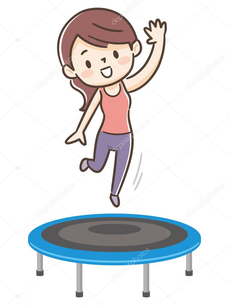 Jumping young woman on a trampoline
