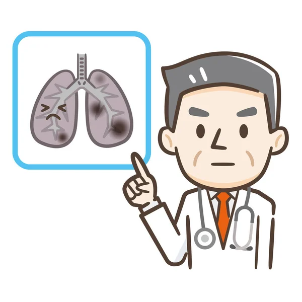 Αρσενικός Γιατρός Στην Ιατρική Εξήγηση Πνεύμονα — Διανυσματικό Αρχείο