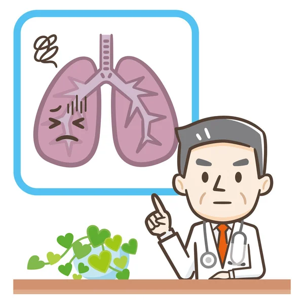 Homme Médecin Explication Médicale Poumon — Image vectorielle