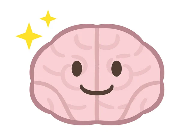 Симпатичные Иллюстрации Мозга Мультфильма Белом Фоне — стоковый вектор