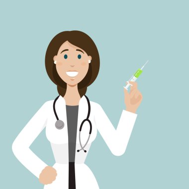 Gülümseyen doktor tutun küçük bir şırınga