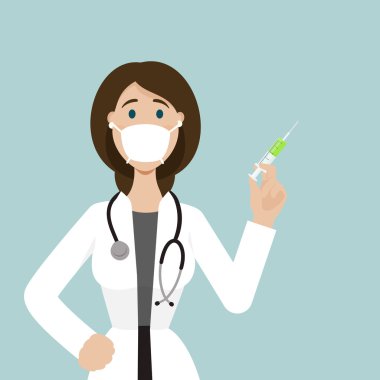 Gülümseyen doktor tutun küçük bir şırınga