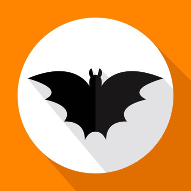 Cadılar Bayramı yarasa uzun gölge düz simgesi. Vektör çizim. Eps10.