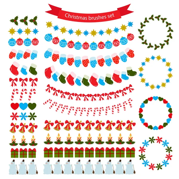 Рождественские кисти набор. Векторная иллюстрация к рождественским и новогодним открыткам. S10 . — стоковый вектор