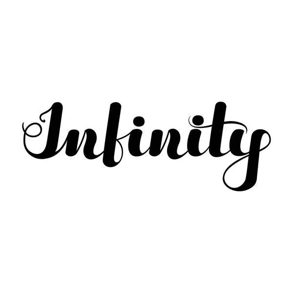 Letras inspiradoras de color negro "Infinity", aisladas sobre fondo blanco. Ilustración vectorial para carteles, pancartas, volantes, pegatinas, camisetas, tarjetas y más. Ilustración vectorial. EPS10 . — Vector de stock