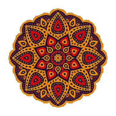 Çiçek süs mandala. Beyaz arka plan üzerinde izole yuvarlak süsleme. Dekoratif öğe. Vektör çizim. Eps10.