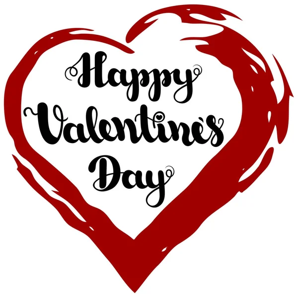 "Boldog Valentin-napot" grunge keret szív alakú, fehér alapon piros betűkkel. Vektoros illusztráció a Valentin-nap. Eps10. — Stock Vector