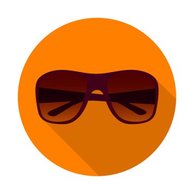 Güneş gözlüğü uzun gölge ile düz simgesi. Uv koruması için yaz aksesuar. Vektör çizim. Eps10.