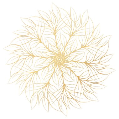 Mandala. Beyaz arka planda izole edilmiş yuvarlak çiçek süsü. Dekoratif tasarım öğesi. Boyama kitabı için özet vektör illüstrasyonuName.