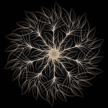 Mandala. Yuvarlak çiçek süsü. Dekoratif tasarım öğesi. Boyama kitabı için özet vektör illüstrasyonuName.