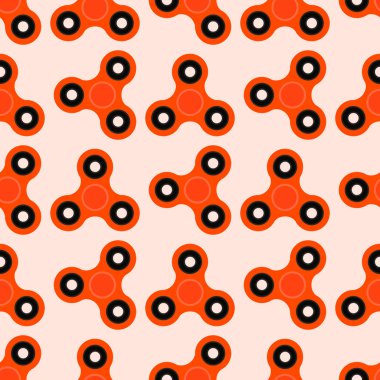 Spinner kıpır. Stres için el oyuncak. Kağıt, duvar kağıdı, web sayfası arka planı ve daha fazla kaydırma turuncu spinners ile Seamless modeli. Vektör çizim. Eps10.