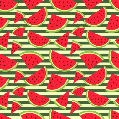 Kağıt, duvar kağıdı, Tekstil ve diğer öğeleri kaydırma için modern düz stilde karpuz seamless modeli. Vektör çizim. Eps10.