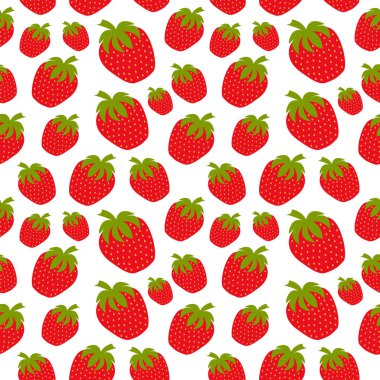 Çilek seamless modeli web sayfası arka planı için modern düz stilde, kağıt, duvar kağıdı ve diğer ambalaj ürünleri baskılı. Vektör çizim. Eps10.