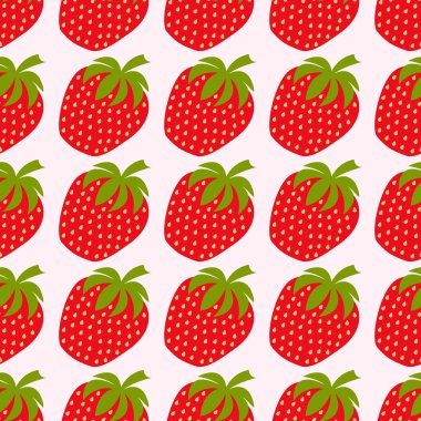 Çilek seamless modeli web sayfası arka planı için modern düz stilde, kağıt, duvar kağıdı ve diğer ambalaj ürünleri baskılı. Vektör çizim. Eps10.