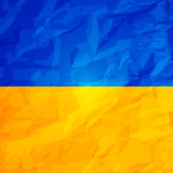 Ukrajna állami zászló hatása Összegyűrt papír. Ukrajna jelképe. Kék és sárga ukrán zászló. Vektoros illusztráció. Eps10. — Stock Vector