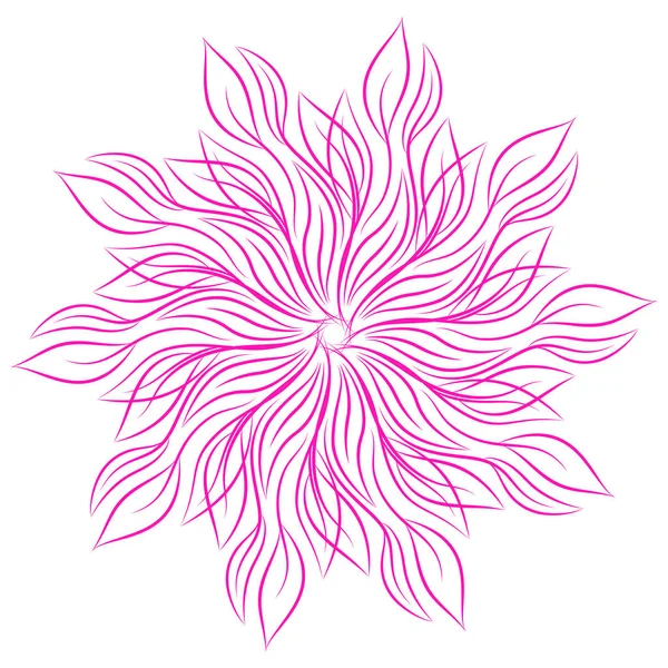 Mandala. rundes Blumenornament isoliert auf weißem Hintergrund. dekoratives Gestaltungselement. Umrissvektorillustration für Einladungen, Grußkarten, Druck auf T-Shirts und andere Gegenstände. — Stockvektor