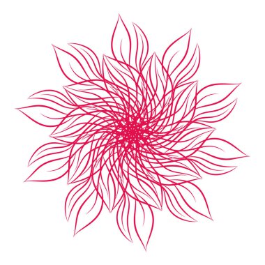 Mandala. Beyaz arka plan üzerinde izole yuvarlak çiçek süs tasarım öğesi. Vektör çizim davetiye, tebrik kartları için anahat, T-shirt ve diğer öğeleri Yazdır.