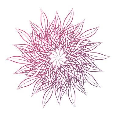 Mandala. Beyaz arka plan üzerinde izole yuvarlak çiçek süs tasarım öğesi. Vektör çizim davetiye, tebrik kartları için anahat, T-shirt ve diğer öğeleri Yazdır.