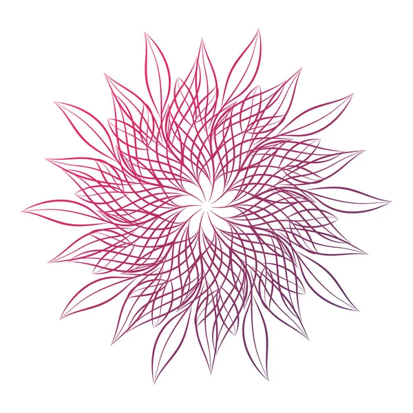 Mandala. Ronde decoratieve bloemdessin geïsoleerd op een witte achtergrond. Overzicht vectorillustratie voor uitnodiging, wenskaarten, print op T-shirt en andere items. — Stockvector