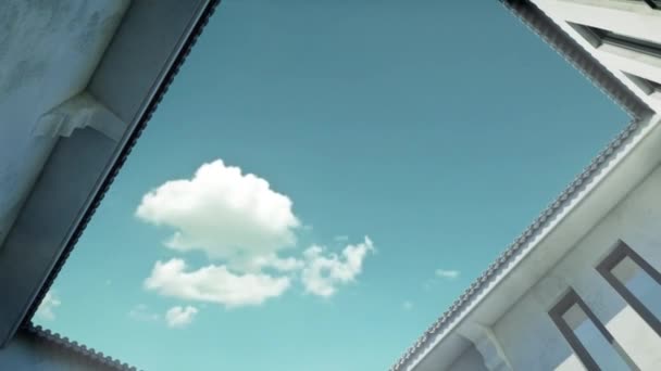 Animation 3D de nuages volant au-dessus du patio — Video