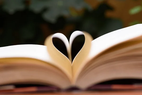 Open book  with heart shape page — Stock Photo, Image