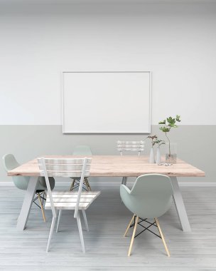 İç mockup. Duvarda boş çerçeve