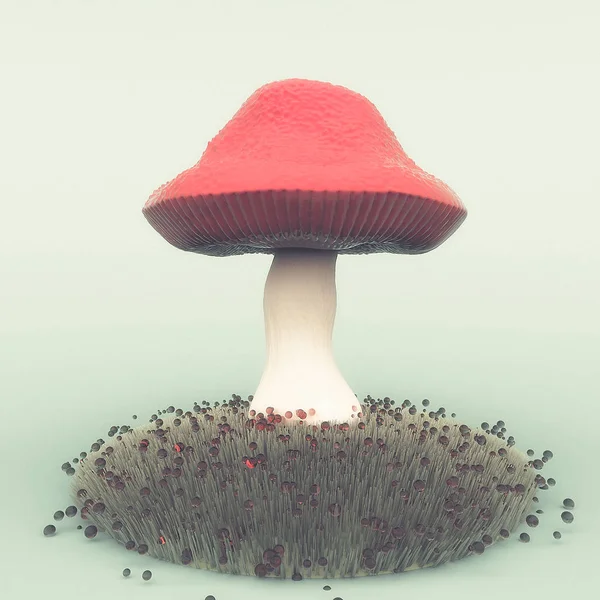 3d criativo ilustração cogumelo na grama — Fotografia de Stock