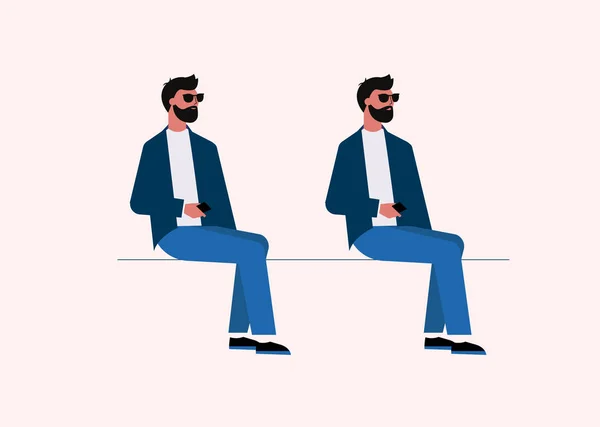 Moderní člověk sedí, koukal — Stockový vektor