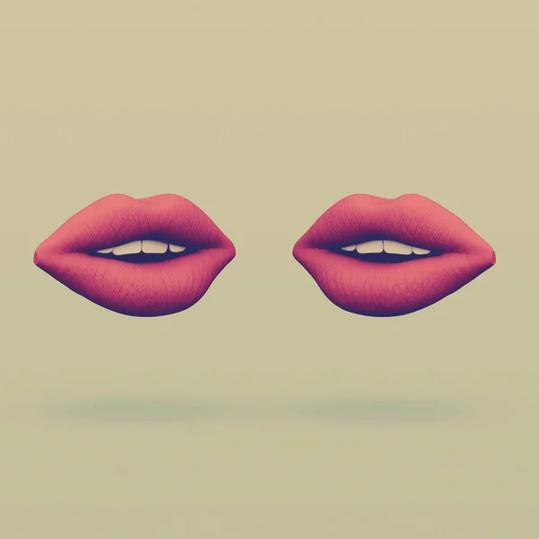 Dua bibir saling berhadapan seni abstrak minimalis — Stok Foto