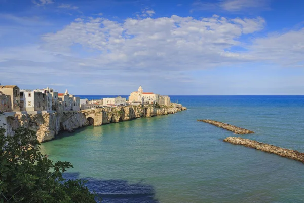 Küste des Gargano: Bucht von Vieste.- (apulia) Italien-Blick auf die Altstadt. — Stockfoto