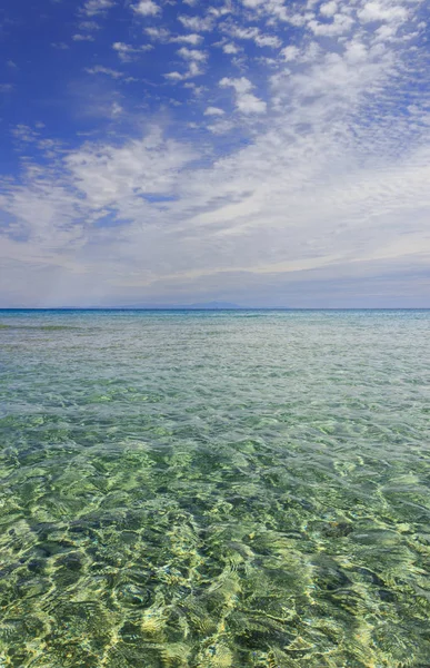 Apulia Seascape Mediterranean Sea Salento Alimini Beach Italy Horizon Dominated Stock Photo