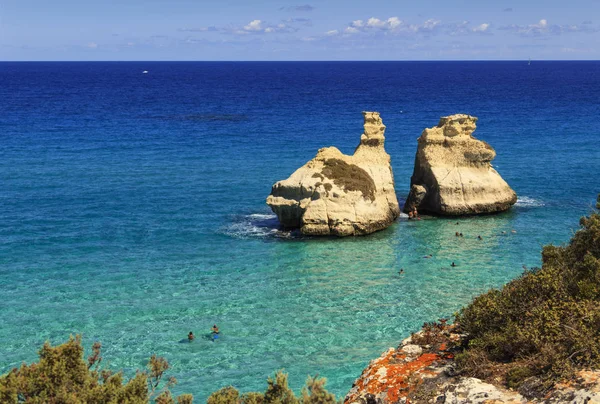 Costa Mais Bonita Apúlia Torre Dell Orso Bay Itália Lecce — Fotografia de Stock