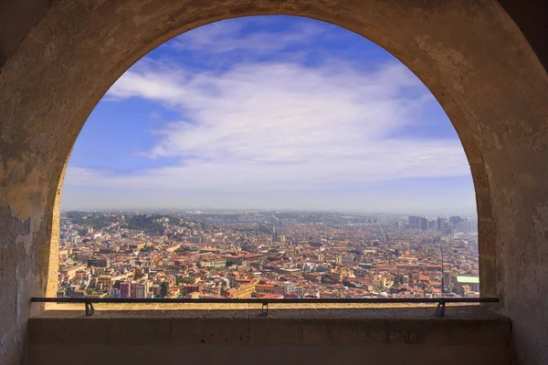 Panorámás Kilátás Nyílik Nápoly Városára Középkori Castel Sant Elmo Erőd — Stock Fotó