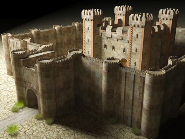 3d render Ortaçağ Kalesi dış yapı