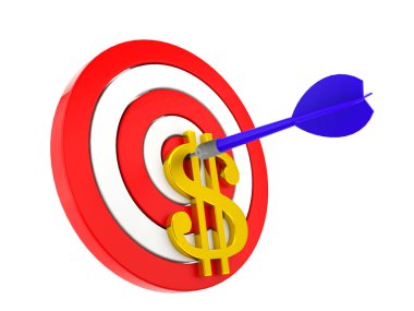 Para, iş ve finansal kavramı hedefleme dart