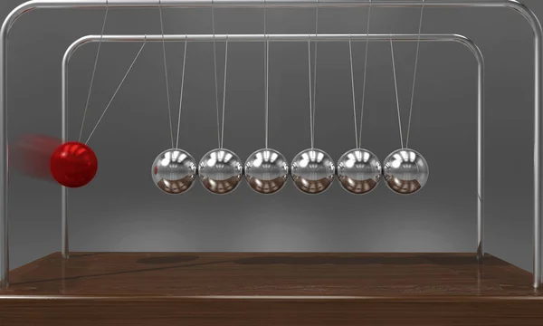 Balancing ball Newton's cradle pendulum with motion blur over dark background — Stock Photo, Image
