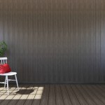 Leere hölzerne Wohnzimmereinrichtung mit Wohnraum, weißem Stuhl und dekorativer Pflanze, 3D-Rendering