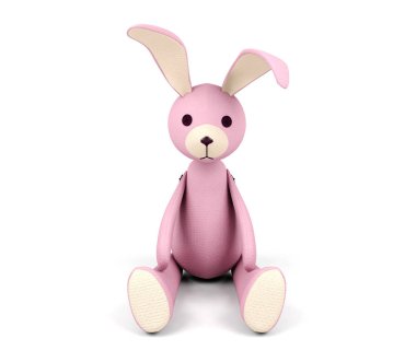 Pembe tavşan izole üzerinde beyaz arka plan bebek