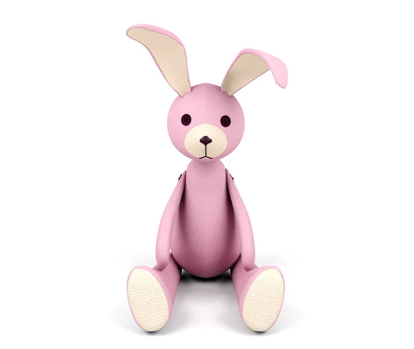 粉红兔娃娃孤立在白色背景 — 图库照片