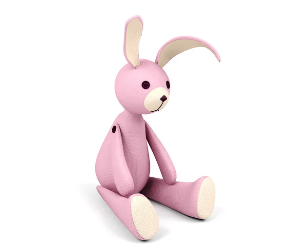 粉红兔娃娃孤立在白色背景 — 图库照片