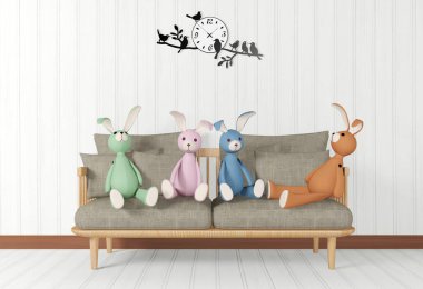 Beyaz oda iç ve nesneleri dekorasyon Oda