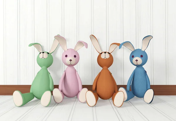 Oturma grubu tavşan bebekler — Stok fotoğraf