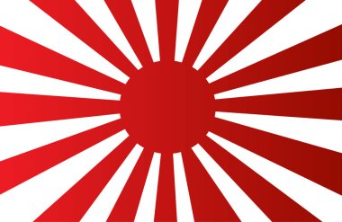 Japon donanması bayrağı, güneş, vektör çizim kırmızı