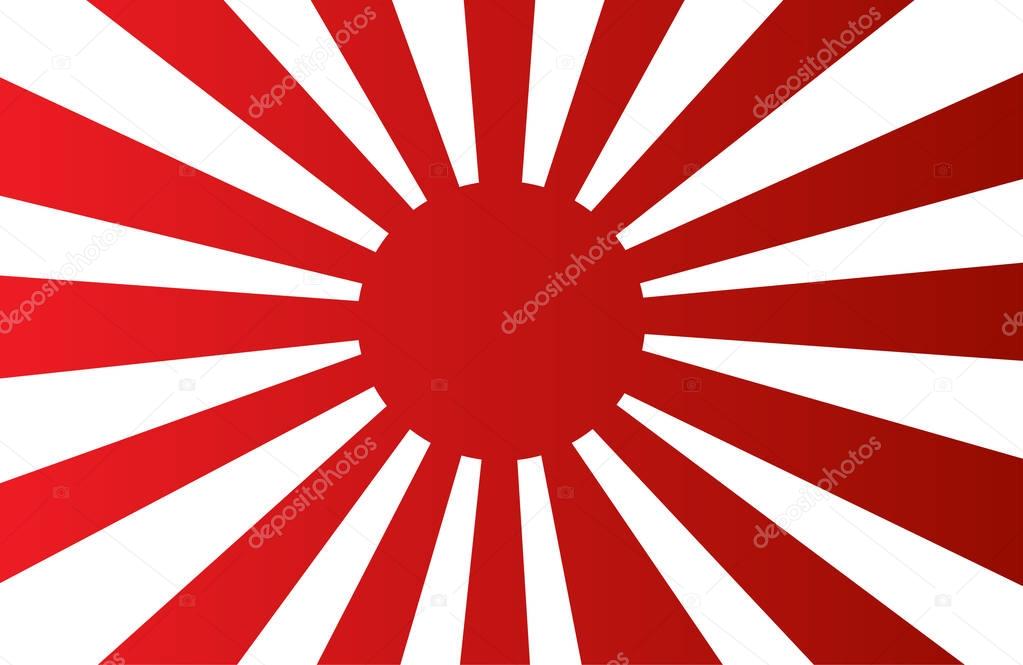 Japanese navy flag, red rising sun, Vector illustration