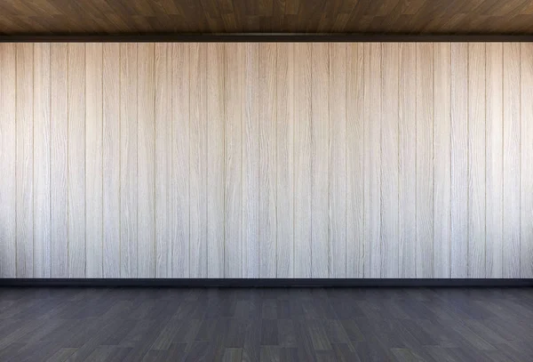 Interior vazio da sala de madeira, renderização 3D — Fotografia de Stock