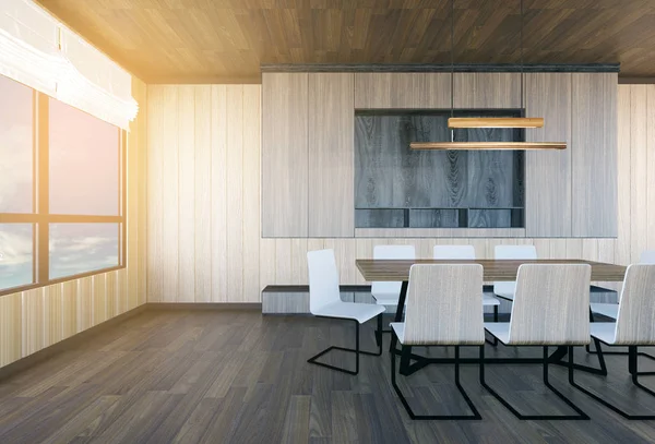 Moderne en minimale vergadering van kamer interieur, 3D-rendering — Stockfoto
