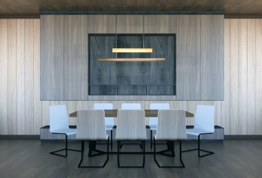 Modern ve en az toplantı odası iç, 3d render