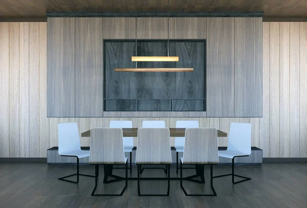 Modern and minimal meeting room interior, 3D rendering — Stock Photo, Image