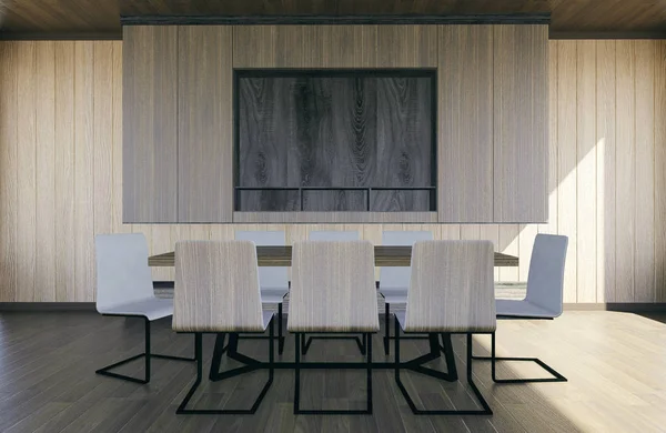 Interior ruang pertemuan modern dan minimal, render 3D — Stok Foto